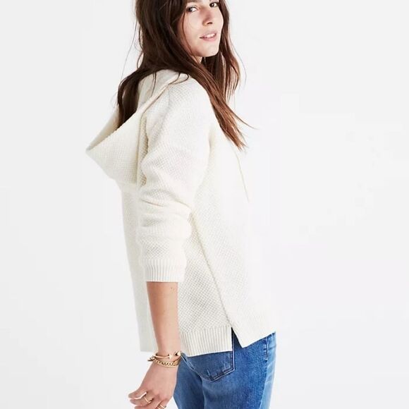 Madewell Lace‎ Up Hoodie Merino Wool Sweater XXS - Picture 3 of 9